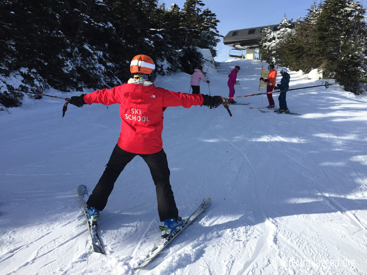 Coach Amy Macy running drills at Stratton Mountain Resort in Vermont