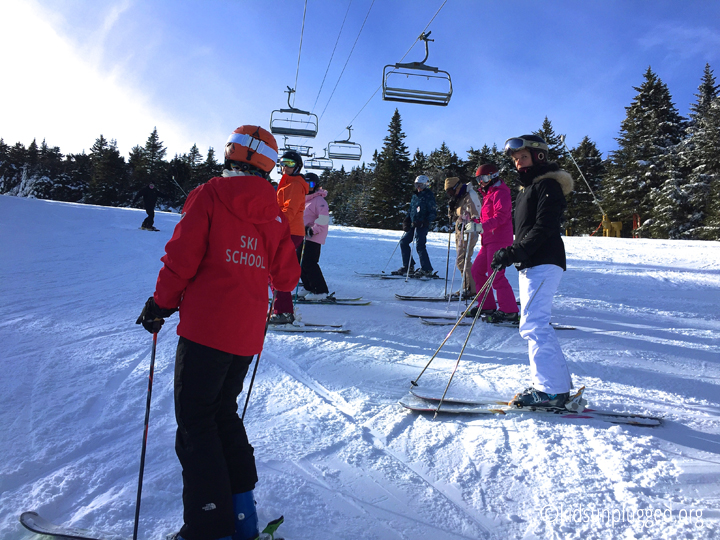 Running drills during Stratton Mountain Resort's Women on Snow Camp