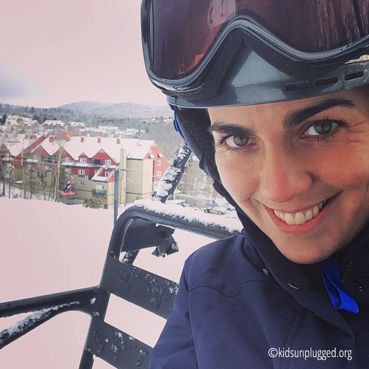 Riding the lift at Mount Snow, Vermont